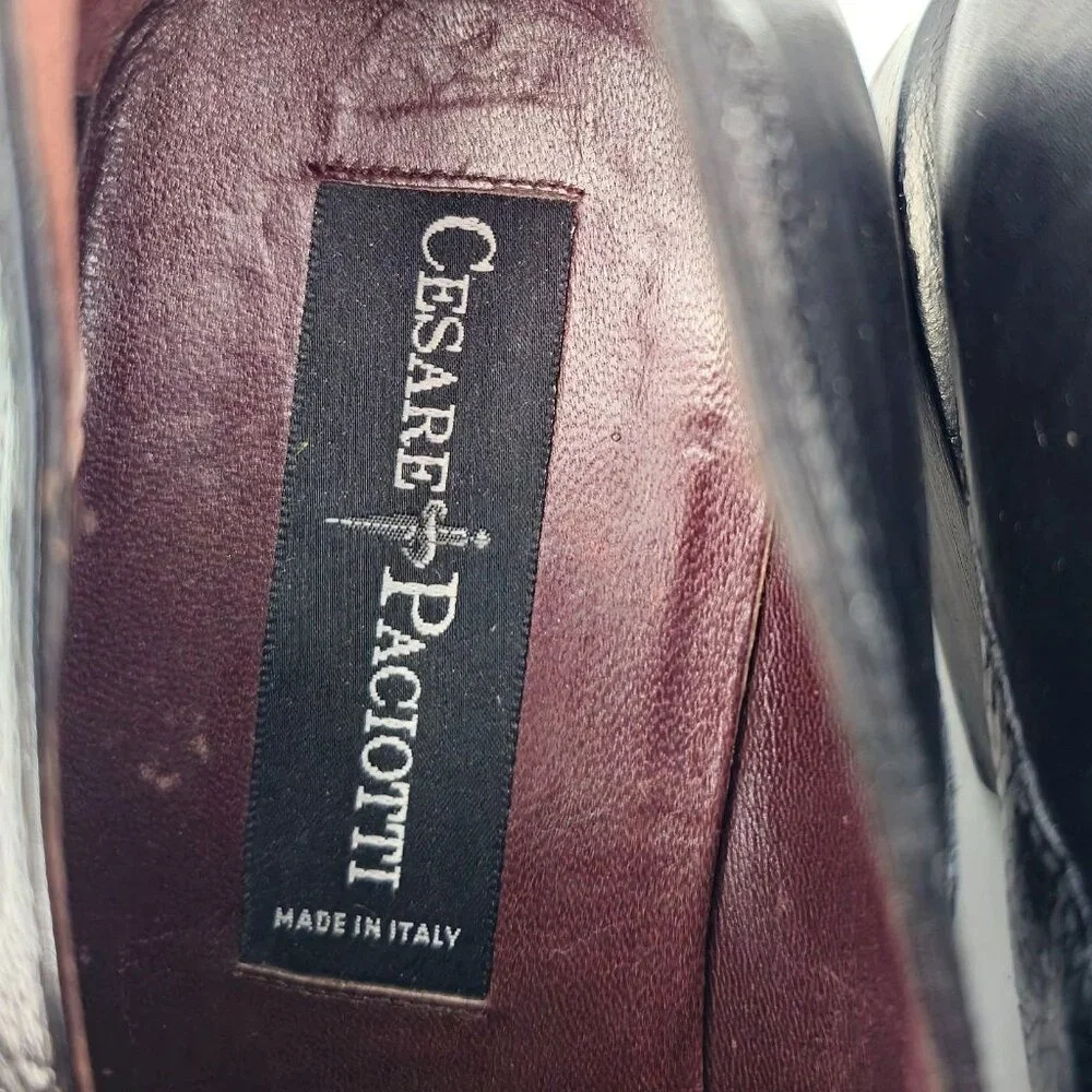 Cesare Paciotti Mens 12 Italy Black Leather Alligator Monk Loafers Dress Shoes - Picture 2 of 12